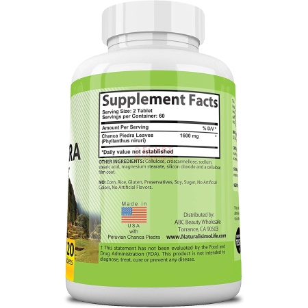 ingredients of NaturalisimoLife Chanca Piedra 1600 mg – Peruvian – 120 Tablets