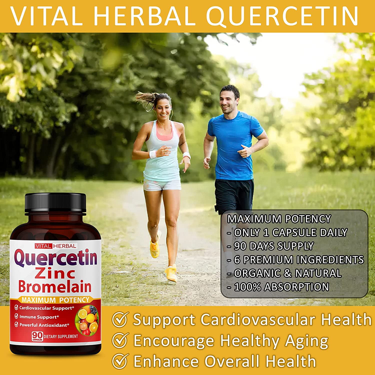 Premium High Purity Quercetin 98% with Bromelain Capsules Equivalent to 3470 mg - Maximum Potency with Green Tea Ashwagandha - Supports Overall Health Strength Energy - 90 Days Supply - Image 4