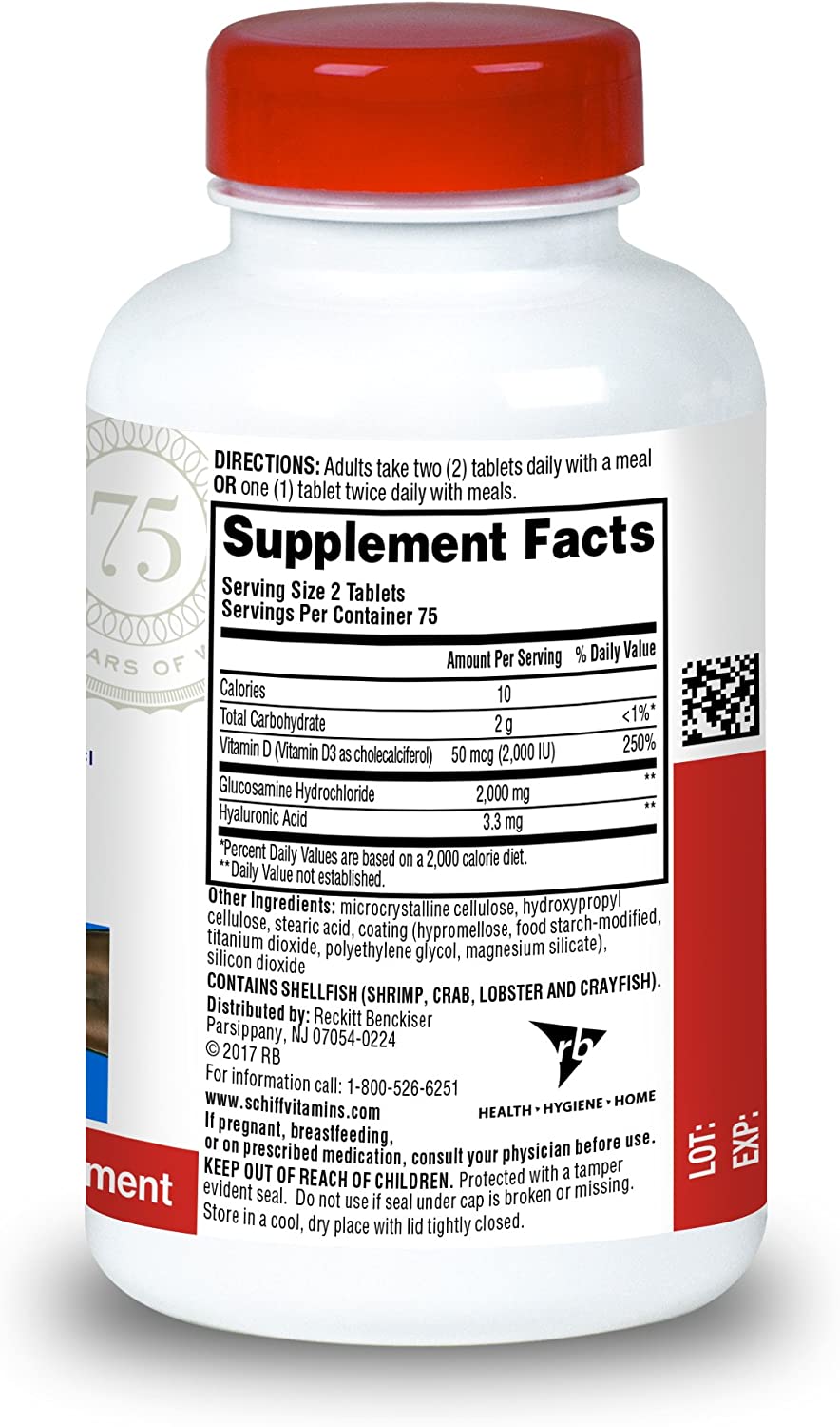 Schiff Glucosamine 2000mg with Vitamin D3 and Hyaluronic Acid ,Joint Supplement-150 tablets جلوكوزامين 2,000 مجم مع فيتامين د3 وحمض الهيالورونك لصحة المفاصل ولتسهيل الحركة ، 150 قرص - Image 12