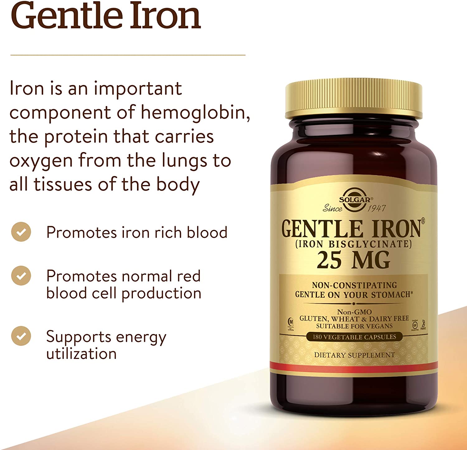 Solgar Gentle Iron | 180 Capsules - Image 3