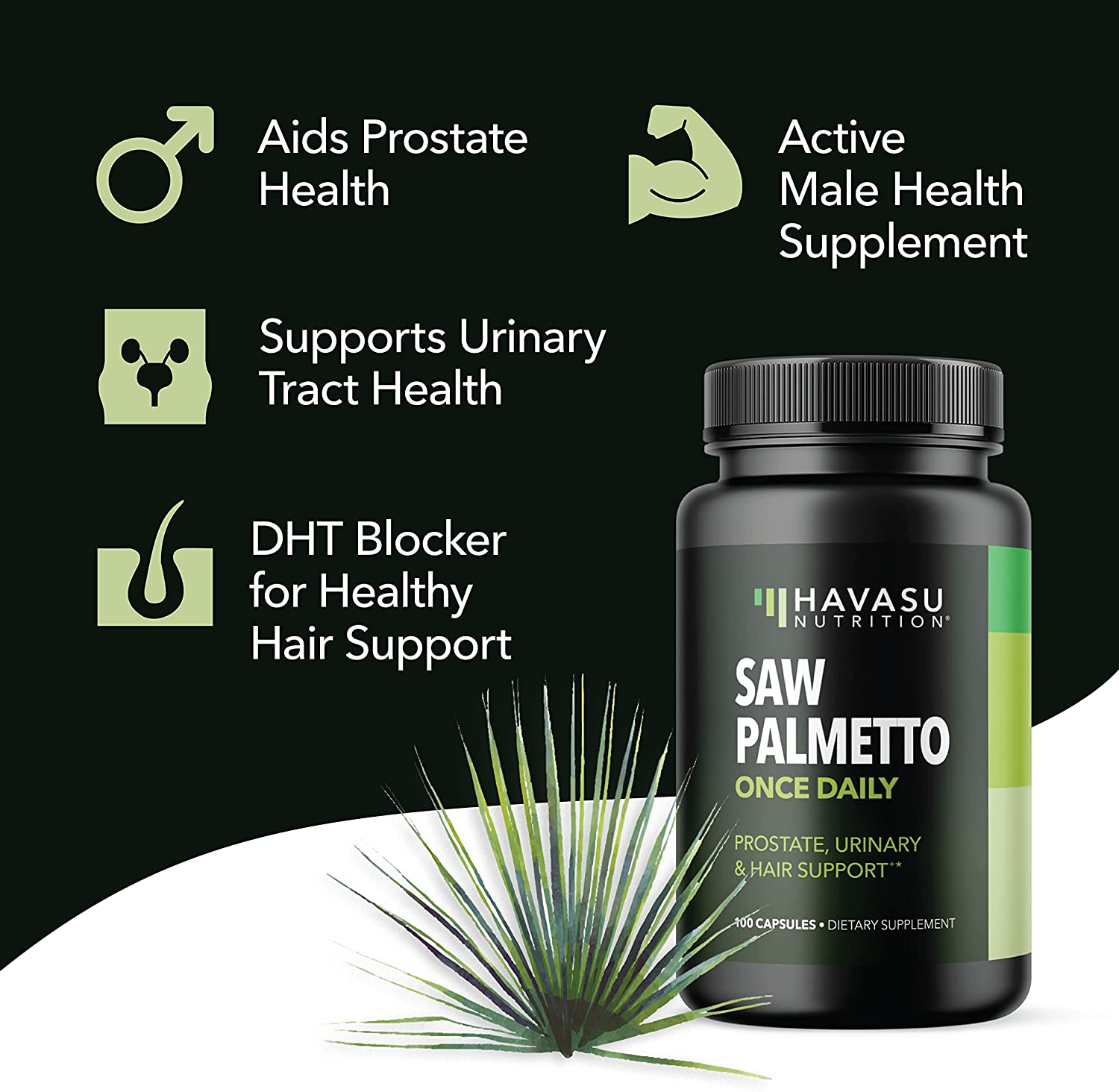 Saw Palmetto Prostate Supplements for Men as Potent DHT Blocker for Hair Growth and Beta Blocker to Decrease Frequent Urination (100, Daytime) - Image 5