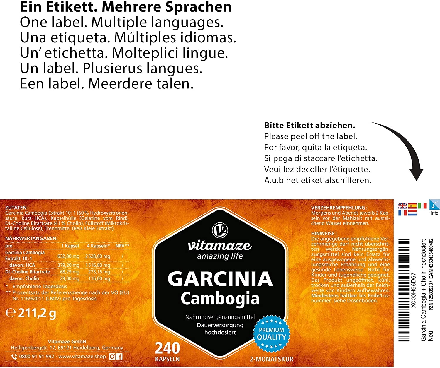 Vitamaze Garcinia Cambogia 700 mg – 240 Capsules - Image 4