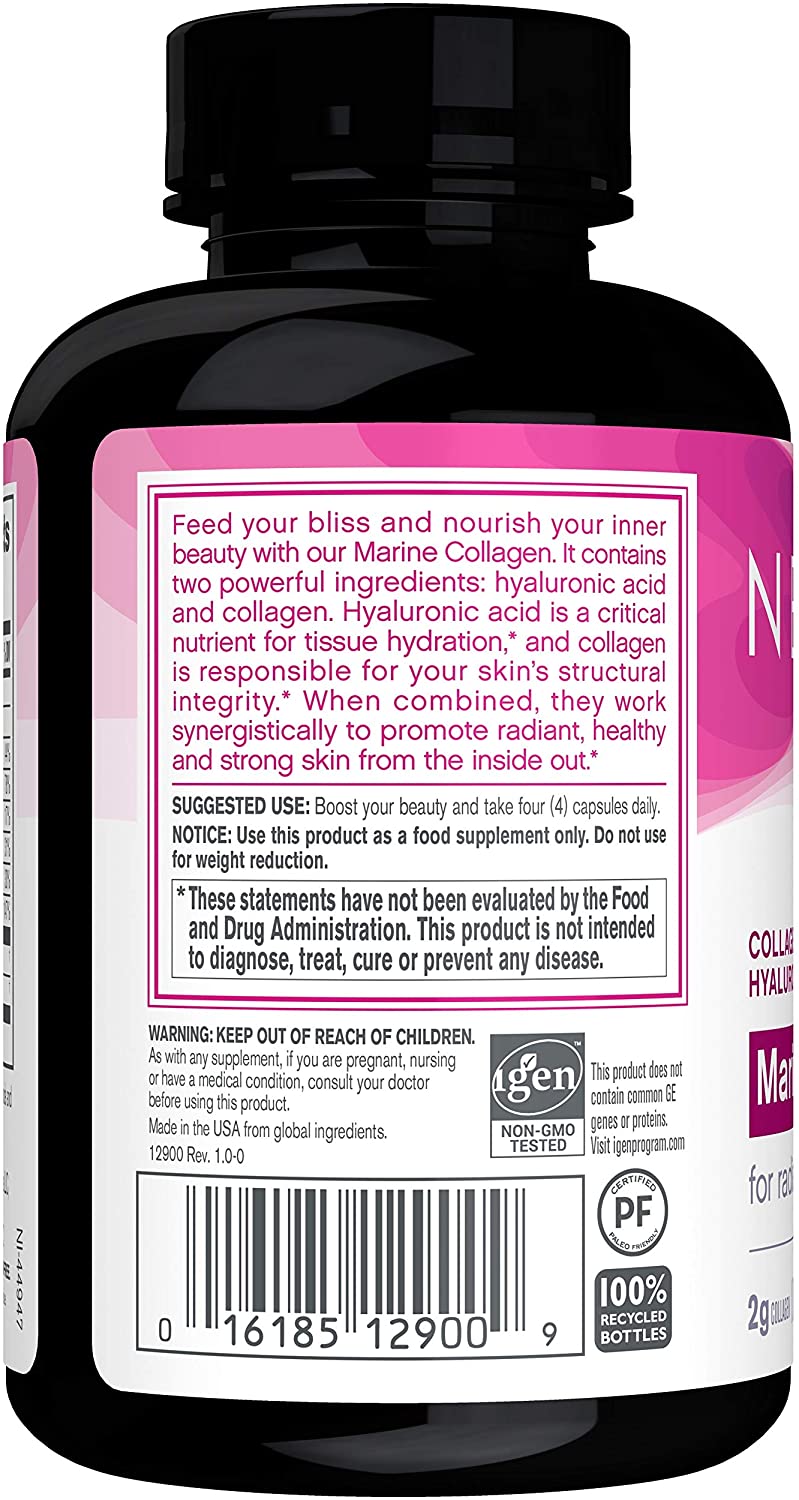 Neocell Marine Collagen, 120ct Collagen Pills with Hyaluronic Acid, Vitamin C, Magnesium, B6, B12, Zinc, and Protein, Hydrates Skin (Packaging May Vary) كولاجين بحرى (كولاجين 1 ،3) + حمض الهالورونيك وفيتامين ج وفيتامين ب6 وفيتامين ب12، لصحة الجلد والشعر ، 120 كبسولة - Image 5