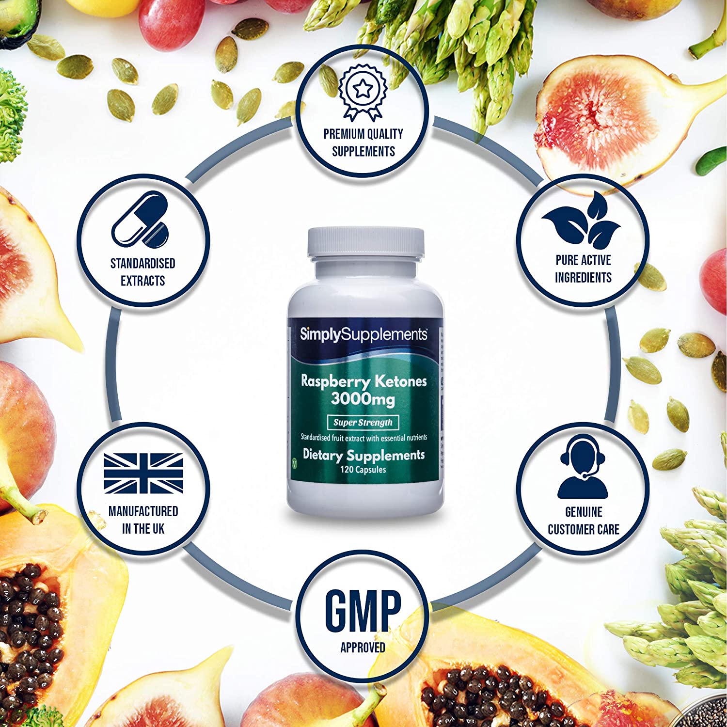 Simply Supplements Raspberry Ketones 3000mg – 120 Capsules - Image 3