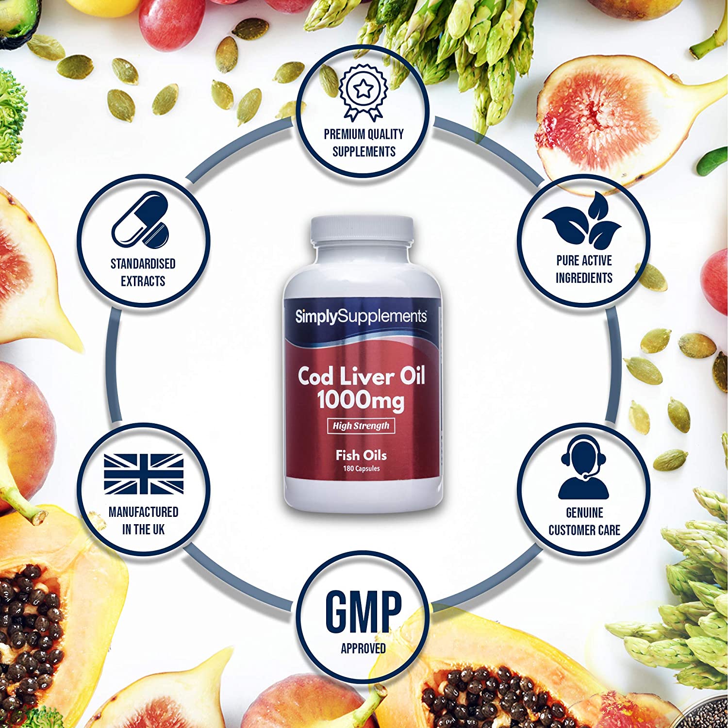 Cod Liver Oil 1000mg 180 Capsules | Rich in Omega 3 Fatty Acidsزيت كبد الحوت 1000 مجم، 180 كبسولة، غنى بالأوميجا 3 والأحماض الأمينية وفيتامين أ وفيتامين د - Image 3
