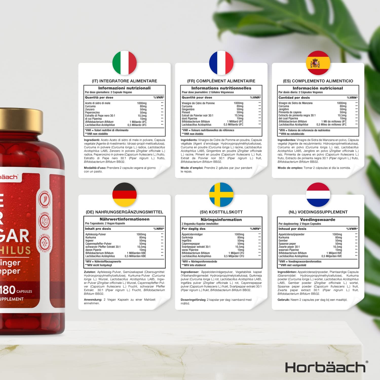 Apple Cider Vinegar Capsules | 1000mg | 180 Count | High Strength Complex with Probiotics | Vegan Supplement | by Horbaach - Image 6