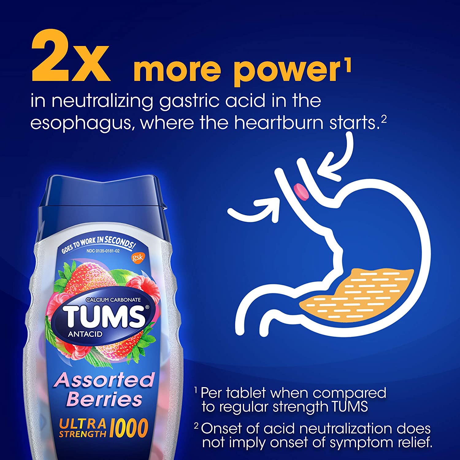 Tums Ultra Strength 1000 Antacid Chewable Tablets | Heartburn Relief | 265 Chewable Tablets - Image 5