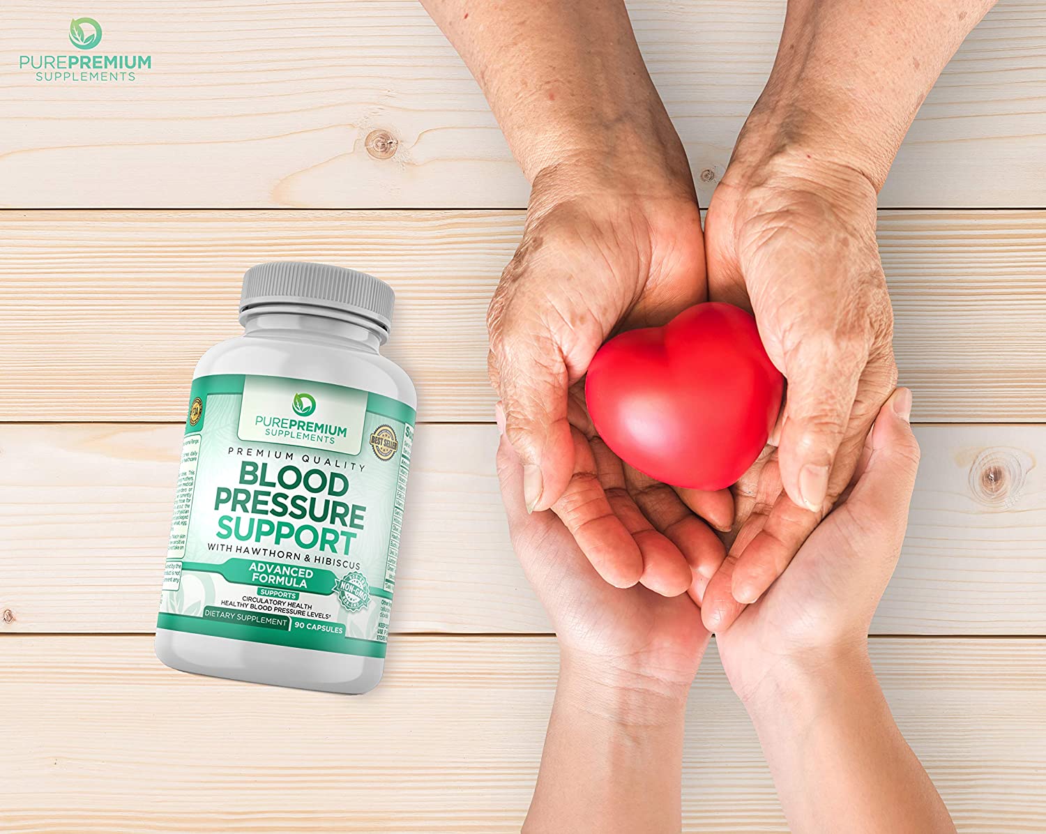 PurePremium Blood Pressure Support with Hawthorn & Hibiscus - for Cardiovascular & Circulatory Health - 90 Capsules<br/>مكمل داعم لضغط الدم مع الزعرور والكركديه _ مضاد طبيعى لإرتفاع ضغط الدم ، و لصحة القلب والأوعية الدموية والدورة الدموية ، 90 كبسولة - Image 8