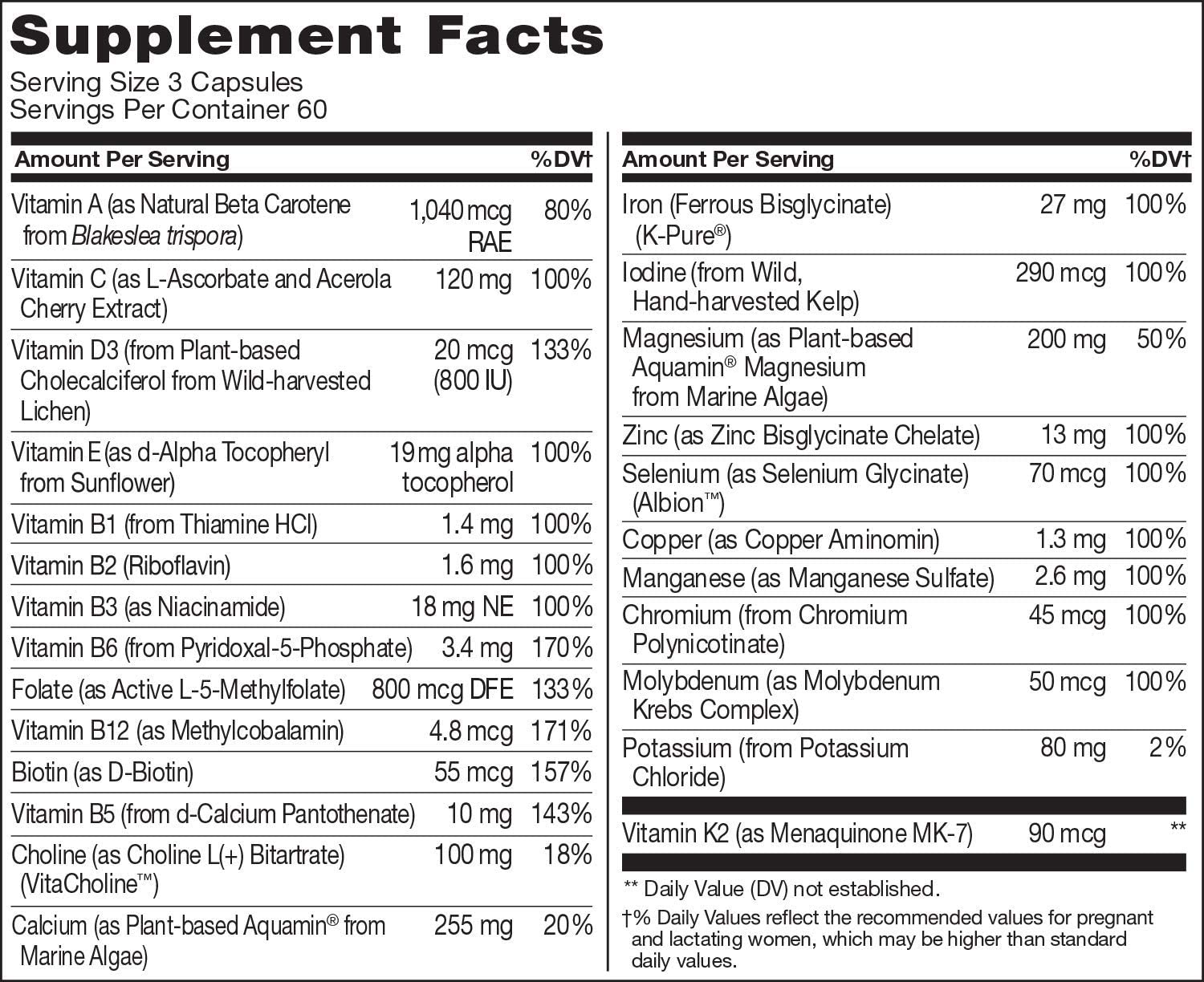 NATURELO Prenatal Multivitamin with DHA, Natural Iron, Folate, Plant Calcium -180 Capsules فيتامينات متعددة للأمهات الحوامل مع الحديد الطبيعى وحمض الفوليك والكالسيوم النباتى ، 180 كبسولة نباتية - Image 3