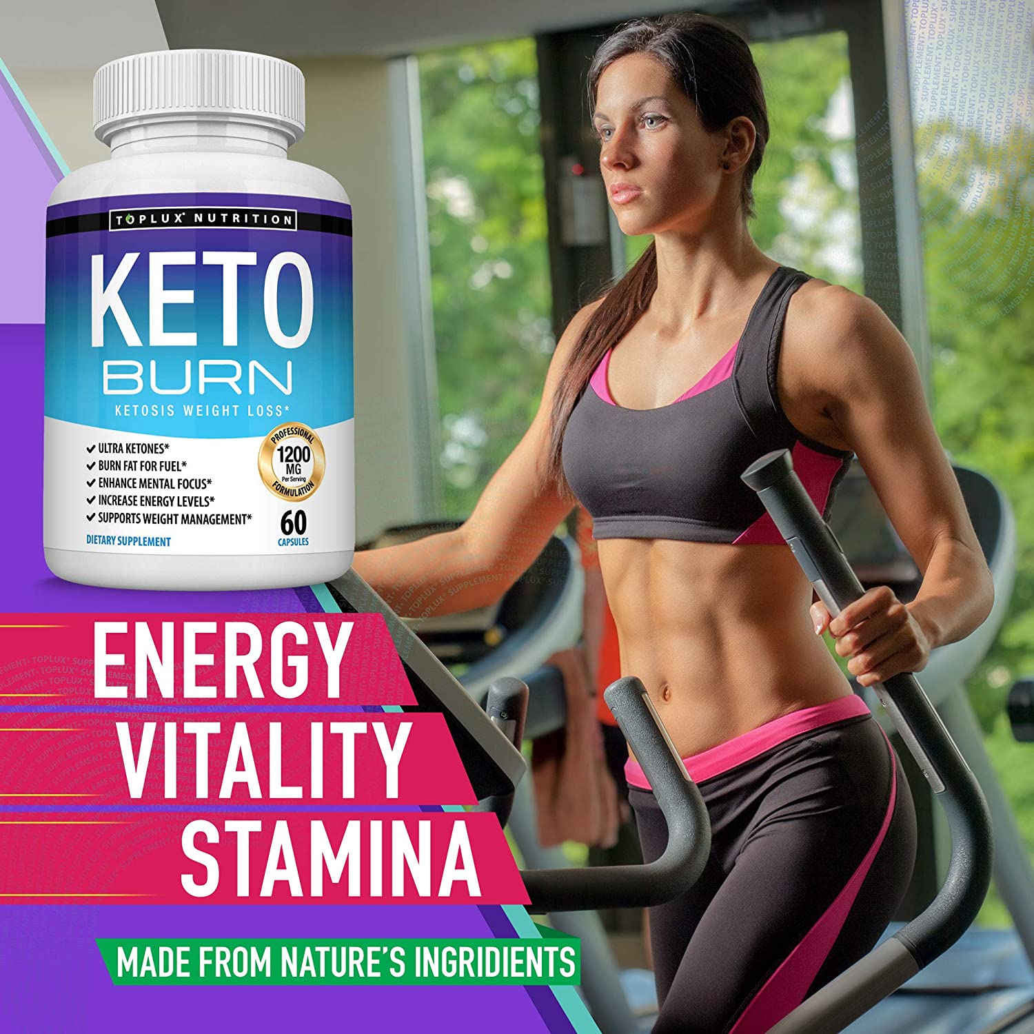 Keto Burn Pills Ketosis Weight Loss - 1200 Mg Ultra Advanced Natural Ketogenic Fat Burner Using Ketone Diet Boost Energy Focus & Metabolism Appetite Suppressant Men Women 60 Capsules Toplux Supplement - Image 3