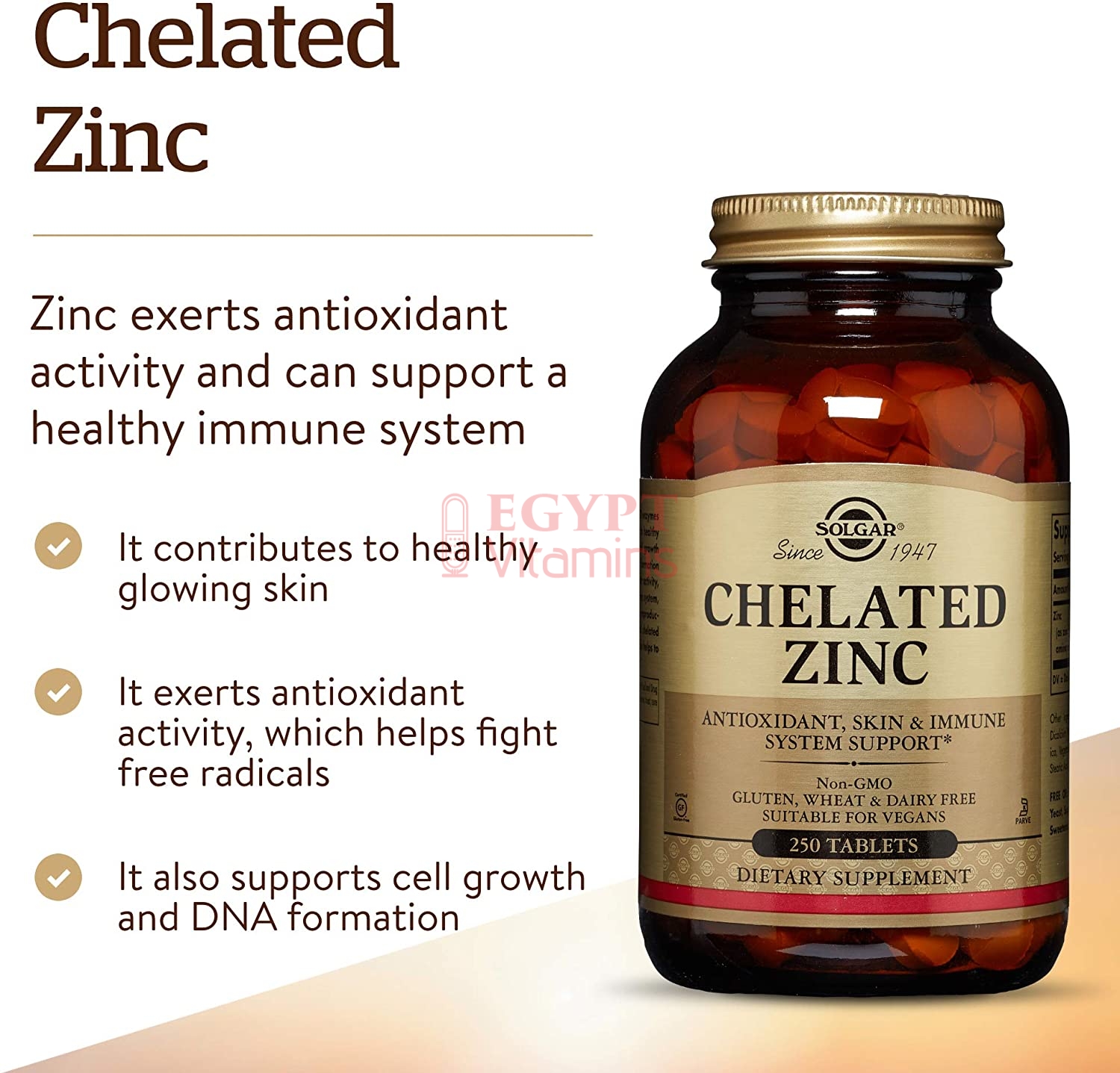 Solgar Chelated Zinc | 250 Tablets - Image 3