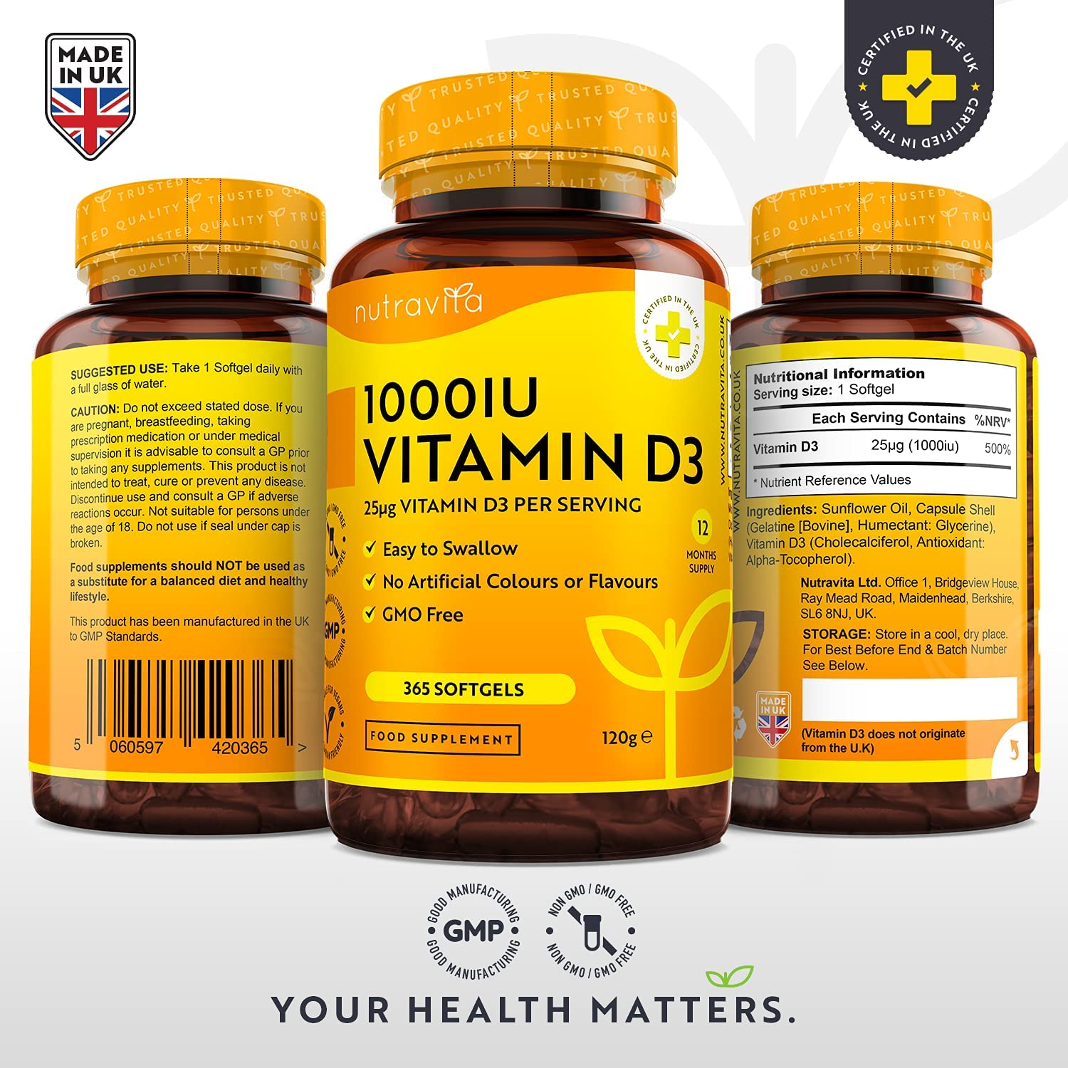 Nutravita Vitamin D3-1000 IU (25mcg) –For vitamin d3 deficiency- 365 Softgels فيتامين د3 1000 وحدة دولية ، لصحة الجهاز المناعى والعظام والأسنان والعضلات 365 سوفت جيل - Image 8