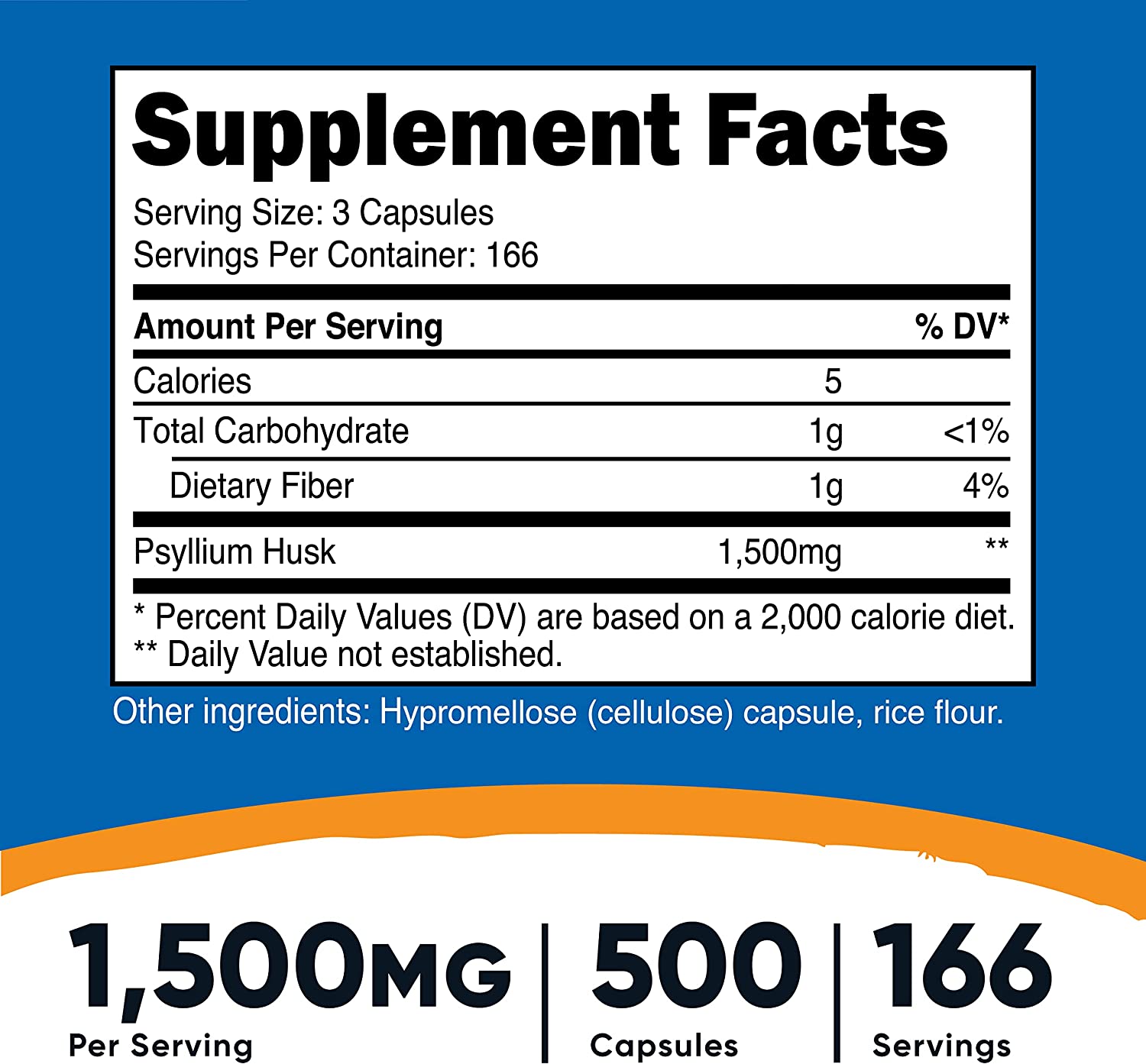 Nutricost Psyllium Husk 1500mg Per Serving, 500 Capsules نيوتريكوست ألياف قشور السيليوم العضوى ، 1500 مجم للجرعة الواحدة ، بريبيوتيك الطبيعى من بذور بلانتاجو أوفاتا الخام وقشور إسباجولا ، 500 كبسولة نباتية - Image 5