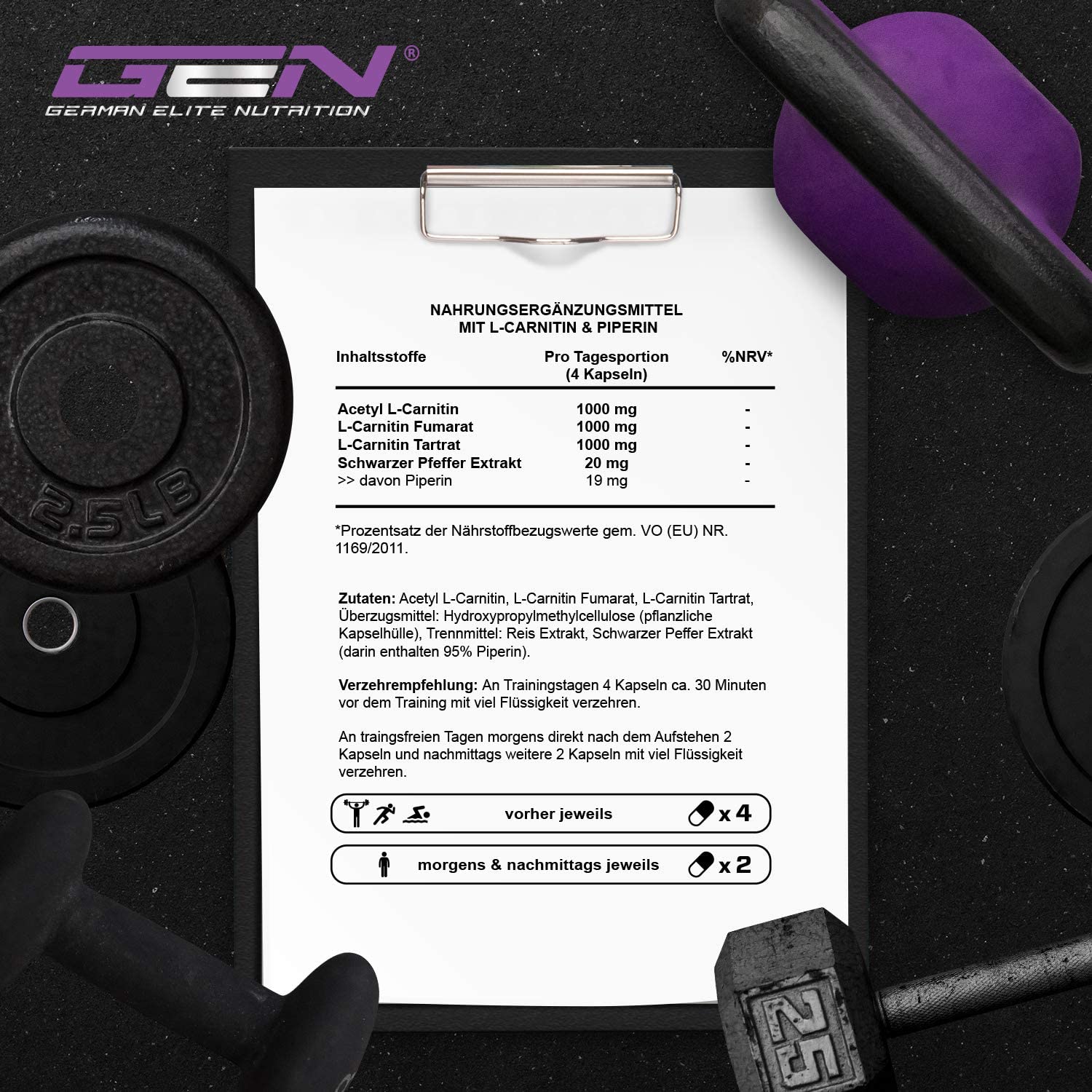 إل-كارنيتين خليط ثلاثي من شركة (GEN), 120 كبسولة - Image 3