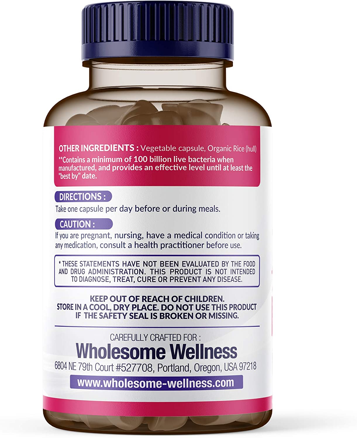 Wholesome Wellness Dr. Formulated Raw Organic Probiotics for Women – 100 Billion CFU – 30 Capsules - Image 4