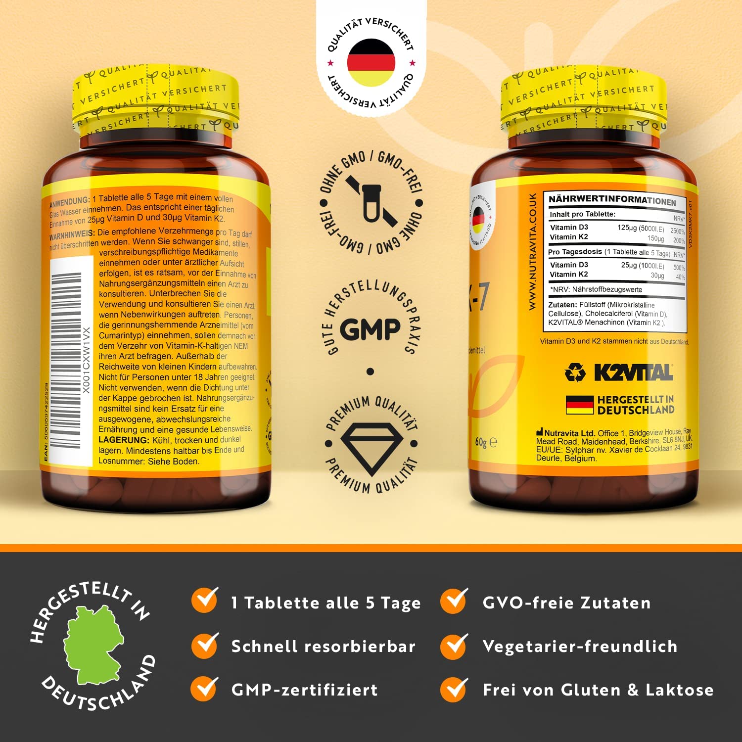Nutravita Vitamin D3 & K2 – Bone, Heart & Immune Support – 240 Tablets - Image 2