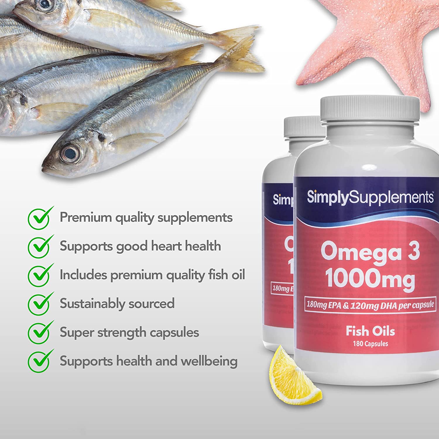 SimplySupplements Omega 3 Fish Oil 1000mg Capsules | 180 Capsules | Providing EPA & DHA سيمبلى سبليمنتس اوميجا 3 1000 مجم ،180 كبسولة نباتية - Image 5