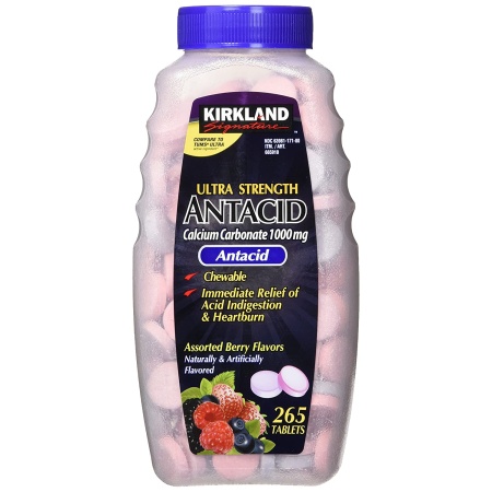 Kirkland Signature Ultra Strength Antacid Calcium Carbonate 1000 MG Assorted Berry Flavors ,265 Tablets