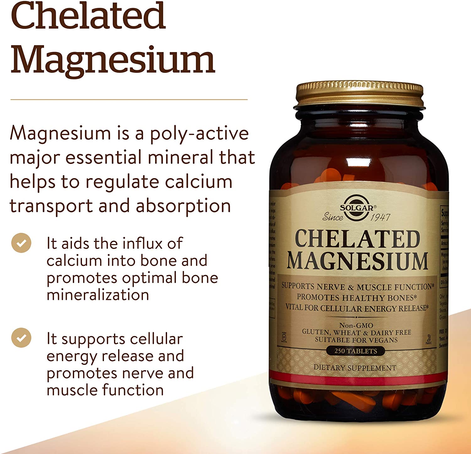 Solgar Chelated Magnesium, 250 Tablets - Image 5