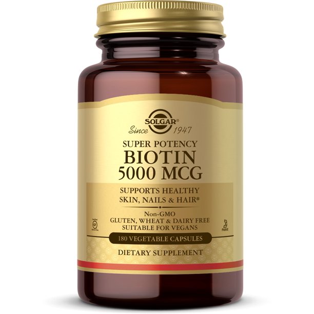 Solgar Biotin 5000 mcg, Promote Healthy Skin, Nails &Hair - Supports Energy Production,180 Capsules سولجار بيوتين طبيعى تركيز 5000 مجم،لصحة الشعر والبشرة والأظافر،180 كبسولة