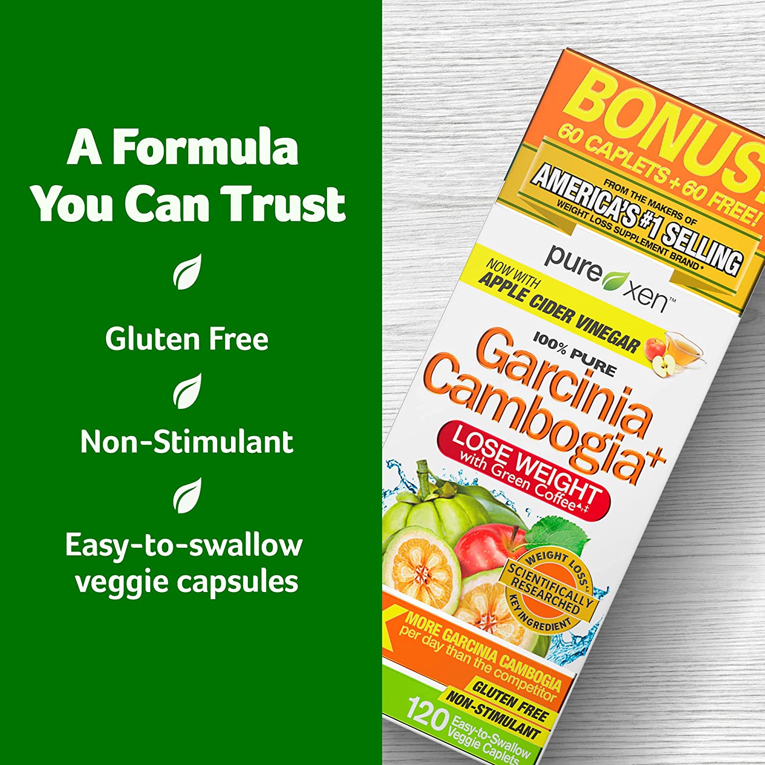 Purely Inspired Garcinia Cambogia Weight Loss Pills for Women & Men | Purely Inspired 100% Pure Garcinia Cambogia | Green Coffee Bean Extract & ACV | Weight Loss Supplement Pills | Weight Loss Products | 120 Pills الجارسينيا كامبوجيا مع حبوب القهوه الخضراء وخل التفاح لفقدان الوزن 120 حباية - Image 7
