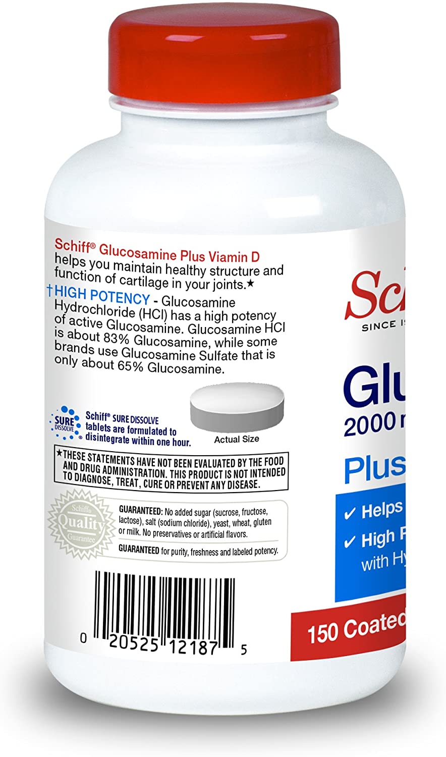 Schiff Glucosamine 2000mg with Vitamin D3 and Hyaluronic Acid ,Joint Supplement-150 tablets جلوكوزامين 2,000 مجم مع فيتامين د3 وحمض الهيالورونك لصحة المفاصل ولتسهيل الحركة ، 150 قرص - Image 9
