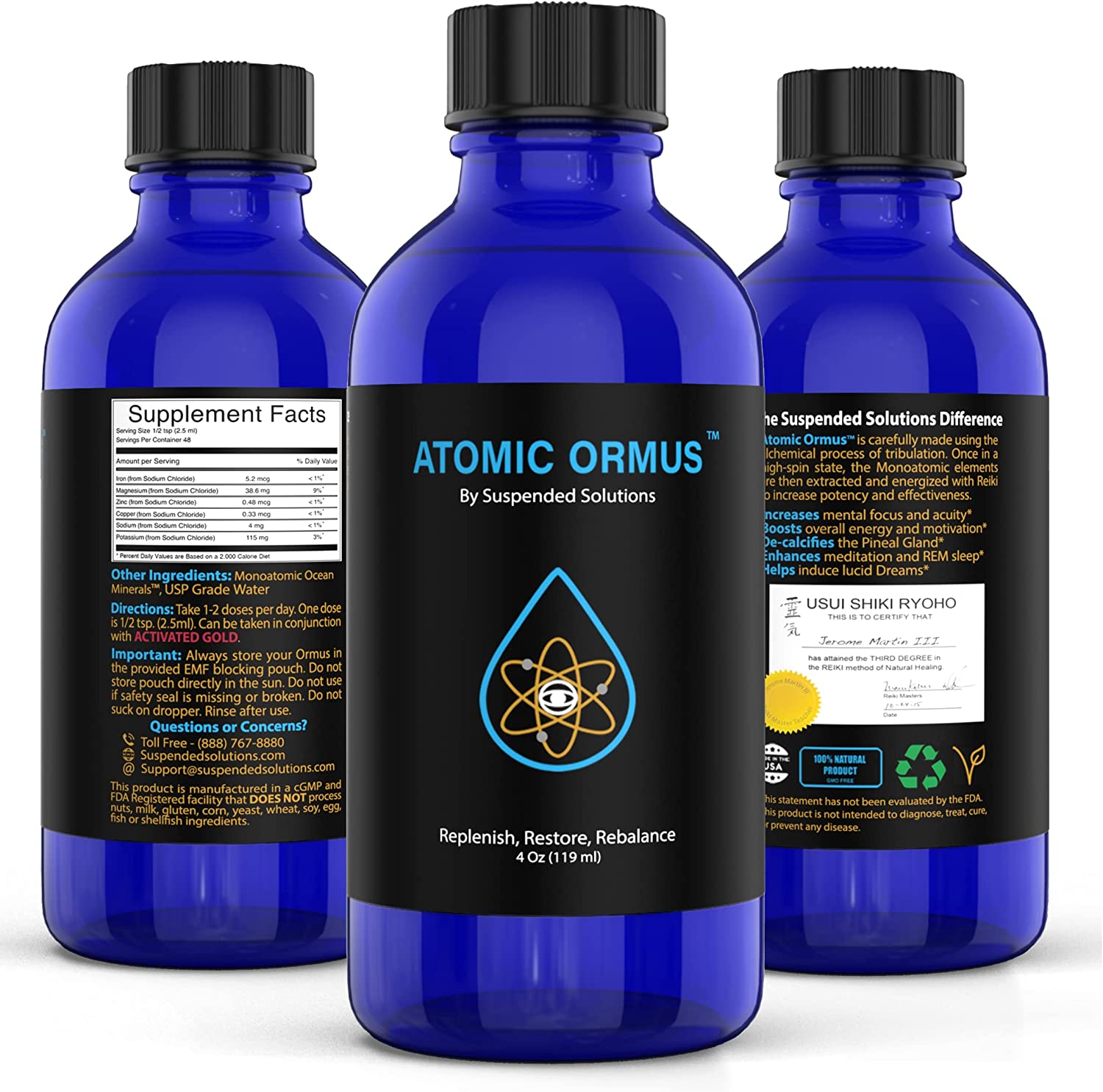 Suspended Solutions – Atomic ORMUS – 4oz – Monoatomic Gold Ormus – Memory AID, ENERGETICALLY Enhanced, REJUVENATING, Increased Energy, Stamina, Vitality – Gold, Platinum, Iridium - Image 6