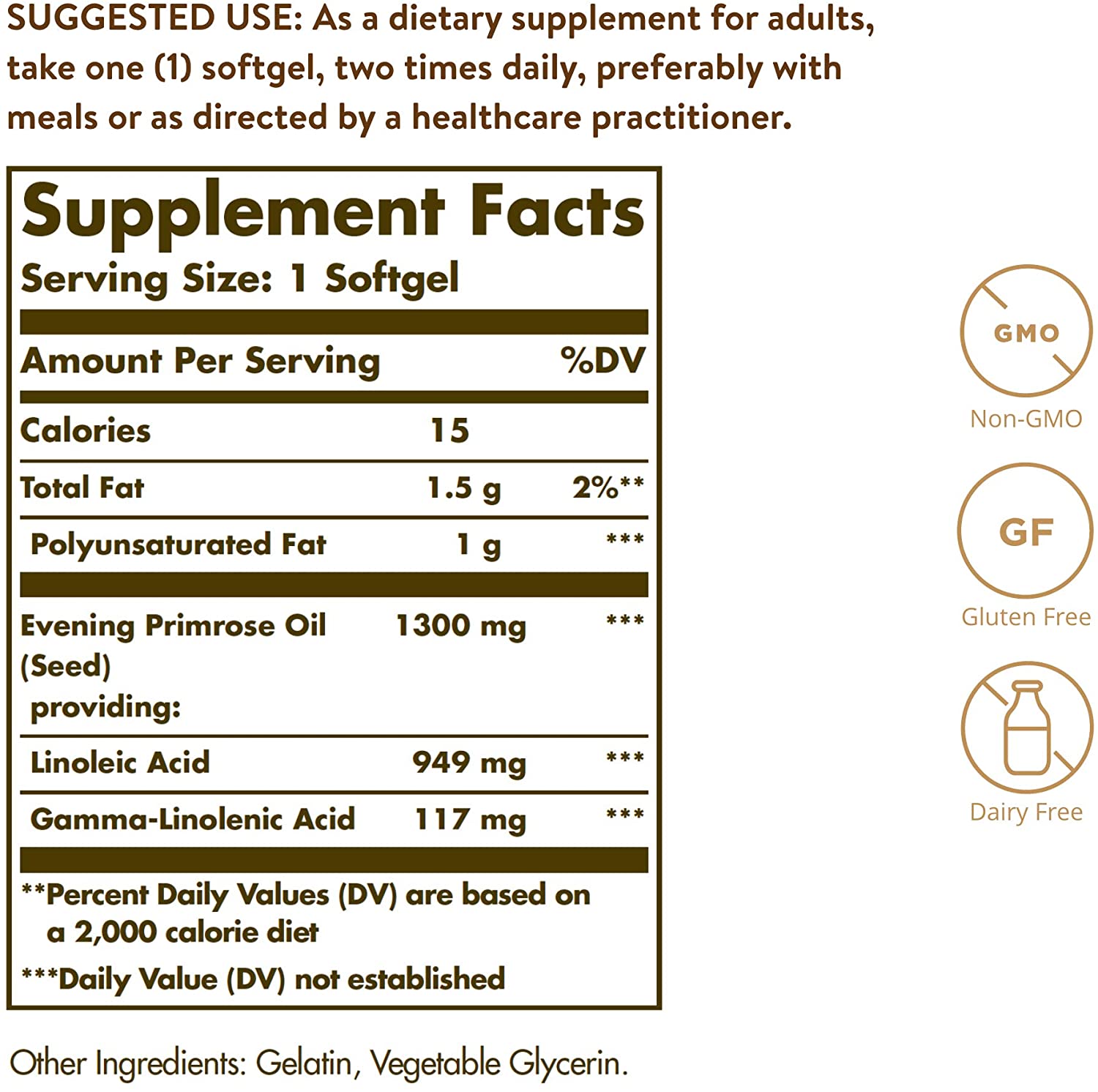 Solgar Evening Primrose Oil 1300 mg 60 Softgels - Promotes Healthy Skin & Cardiovascular Health - Nutritional Support for Women - Non-GMO Gluten Free Dairy Free - 60 Servings - Image 2