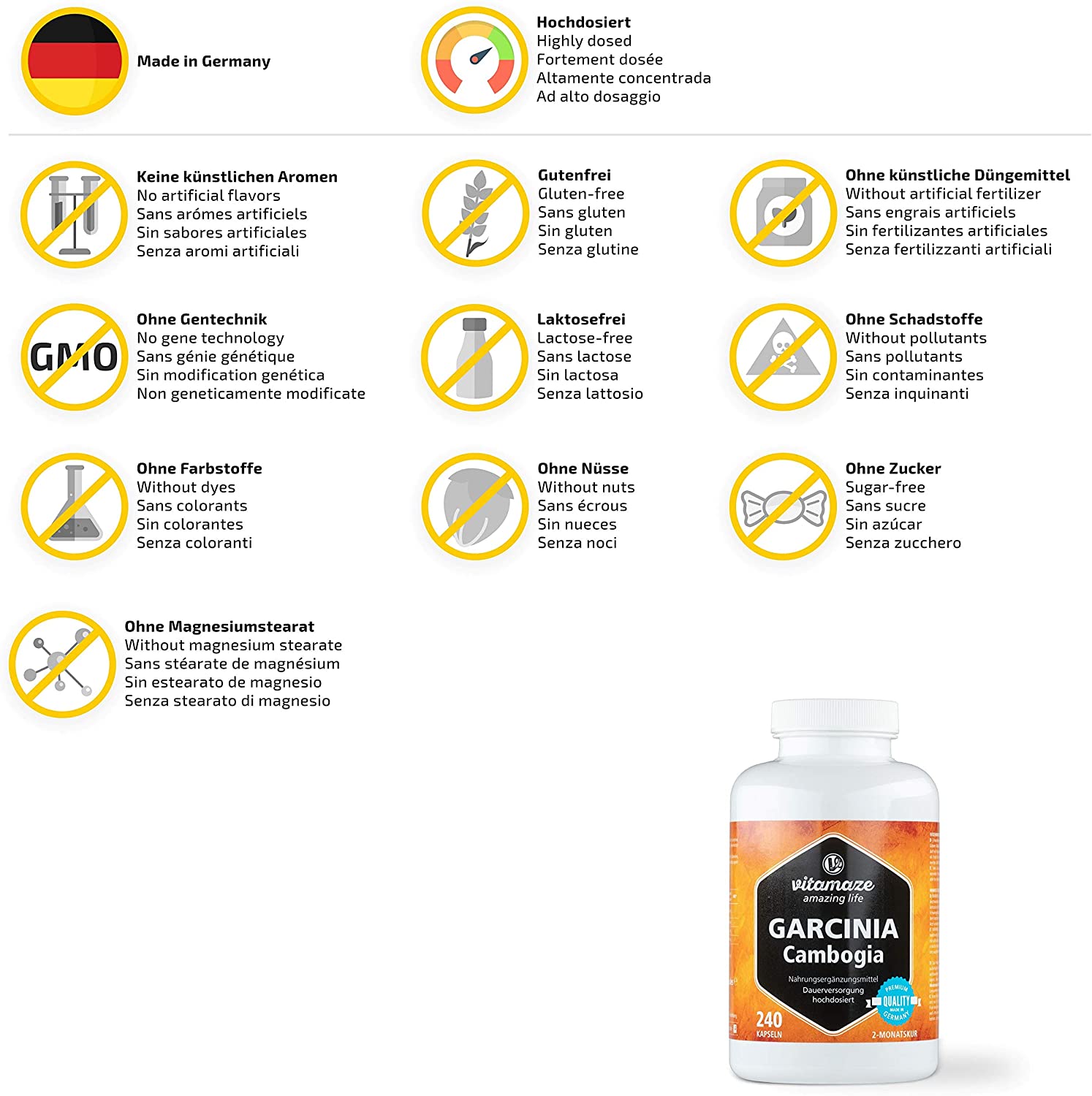 Vitamaze Garcinia Cambogia 700 mg – 240 Capsules - Image 3