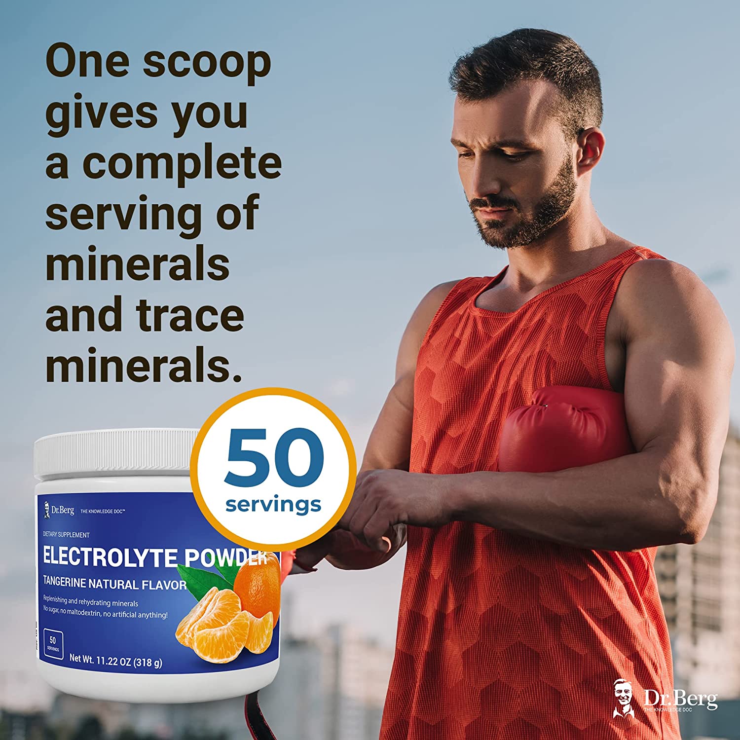 Dr. Berg's Electrolyte Powder, High Energy, Replenish & Rejuvenate Your Cells, 50 Servings دكتور بيرج، مسحوق الألكتروليت الأصلى، الغنى بالعناصر المعدنية لزيادة إنتاج الطاقة و حفظ توازن العناصر فى الخلايا ،بطعم اليوسفى الطبيعى العضوى الرائع، 50جرعة - Image 4