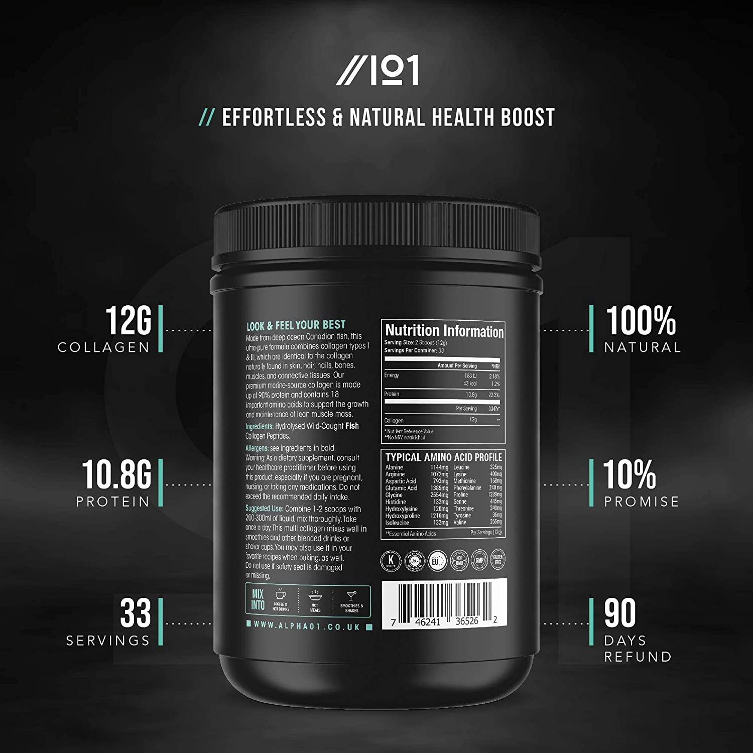 ALPHA01 Wild-Caught Marine Collagen Powder - 400 grams - Image 7