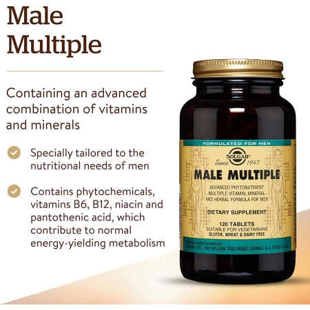 Solgar Male Multiple - Multivitamins and Multiminerals for Men, 120 Tablets