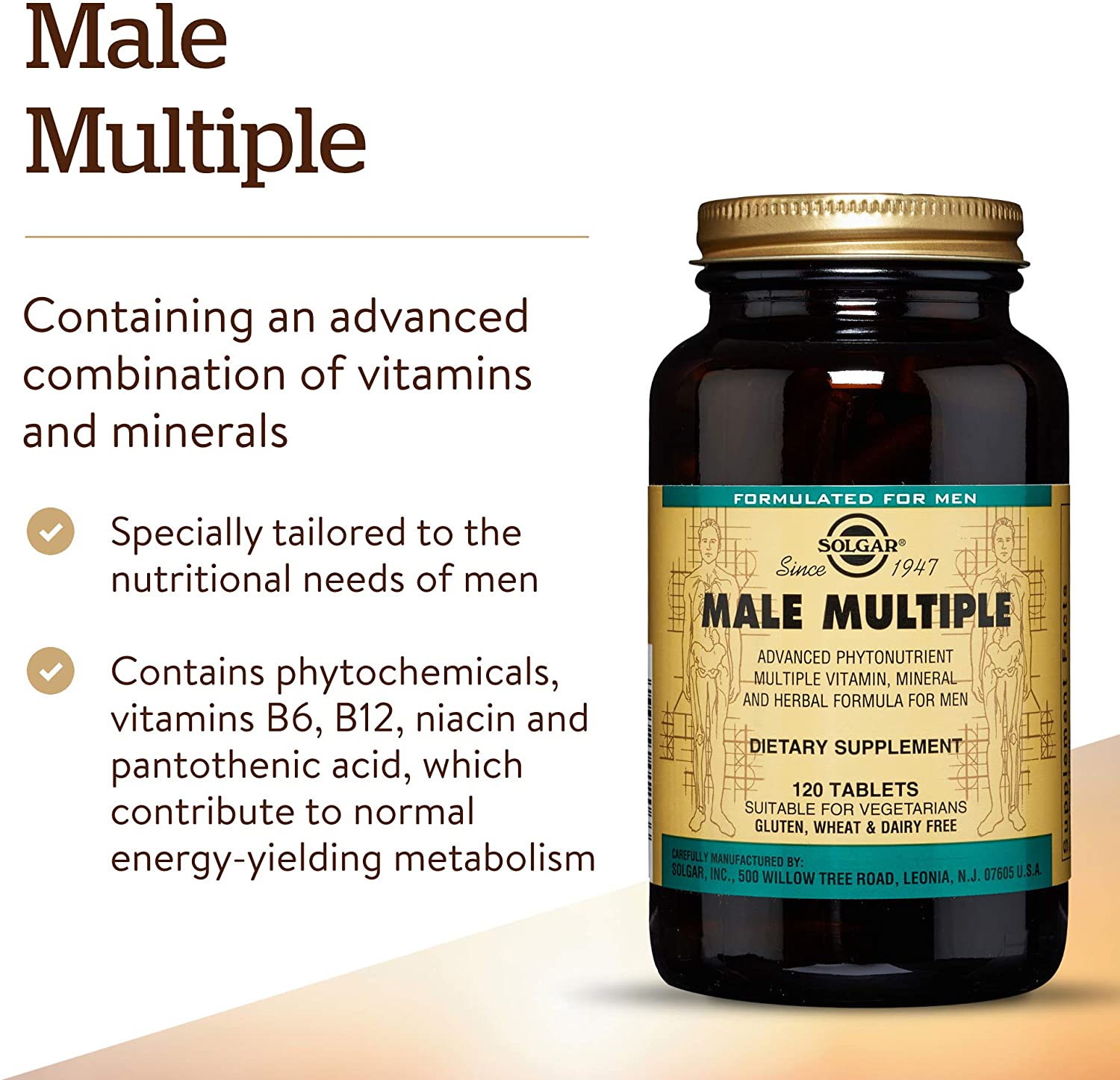 Solgar Male Multiple - Multivitamins and Multiminerals for Men, 120 Tablets