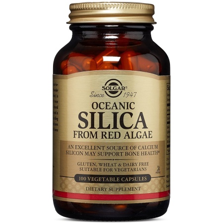 Solgar Oceanic Silica from Red Algae 25 mg, Excellent Source of Calcium, Supports Bone Health 100 Capsules سولجار سيليكا 50 مجم للجرعة من الطحالب الحمراء بالمحيط ، مصدر ممتاز للكالسيوم ، لدعم صحة العظام ، 100 كبسولة