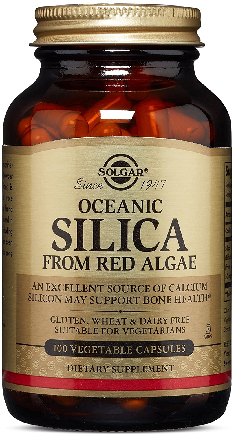 Solgar Oceanic Silica from Red Algae 25 mg, Excellent Source of Calcium, Supports Bone Health 100 Capsules سولجار سيليكا 50 مجم للجرعة من الطحالب الحمراء بالمحيط ، مصدر ممتاز للكالسيوم ، لدعم صحة العظام ، 100 كبسولة