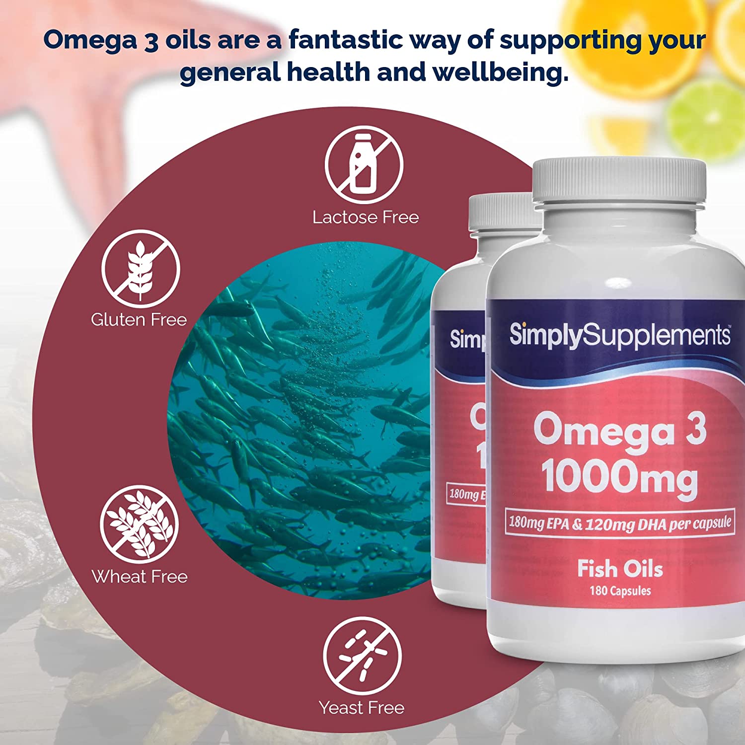 SimplySupplements Omega 3 Fish Oil 1000mg Capsules | 180 Capsules | Providing EPA & DHA سيمبلى سبليمنتس اوميجا 3 1000 مجم ،180 كبسولة نباتية - Image 4