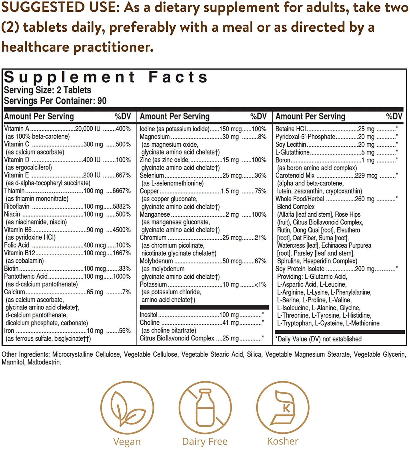 Solgar Formula VM-2000 |180 Tablets - Image 2