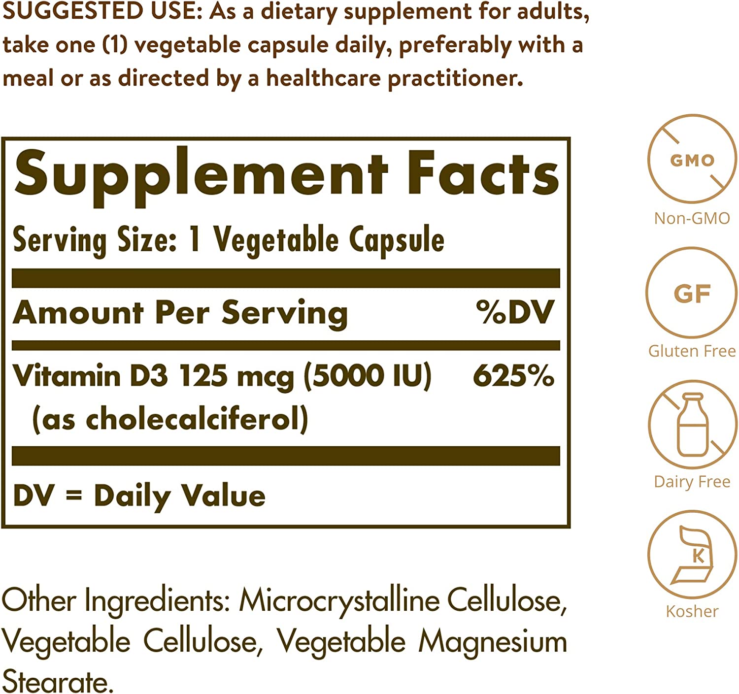 Solgar Vitamin D3 125 mcg (5,000 IU) - 240 Count - Image 5