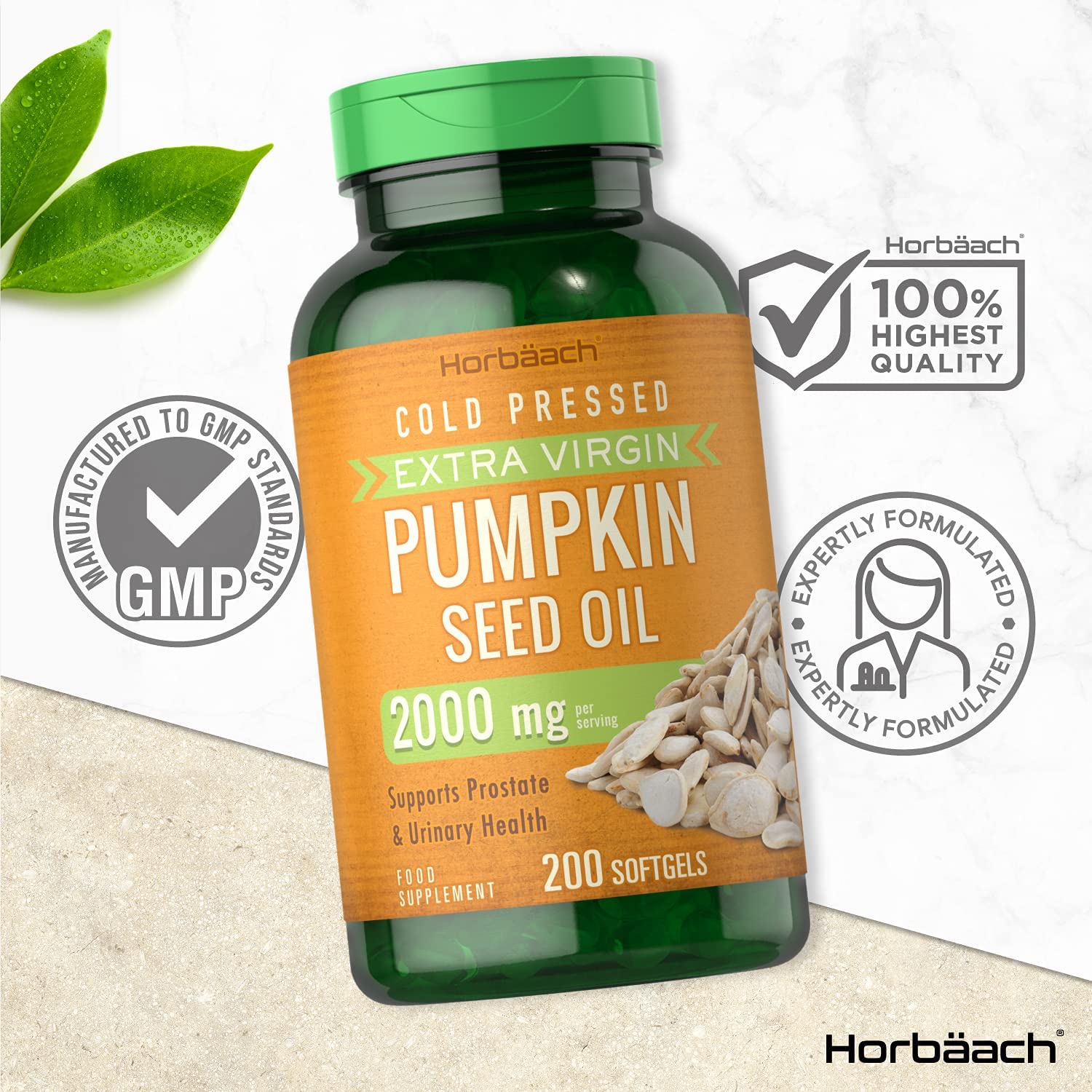 Pumpkin Seed Oil 2000mg | 200 Softgel Capsules | Cold Pressed | Supports Prostate & Urinary Health | Natural Source of Essential Fatty Acids | Non-GMO, Gluten Free | No Artificial Preservatives - Image 4