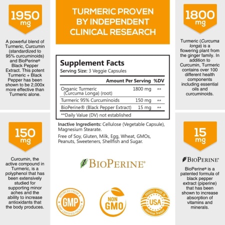 Nature's Nutrition Turmeric Curcumin with BioPerine - 240 Capsules