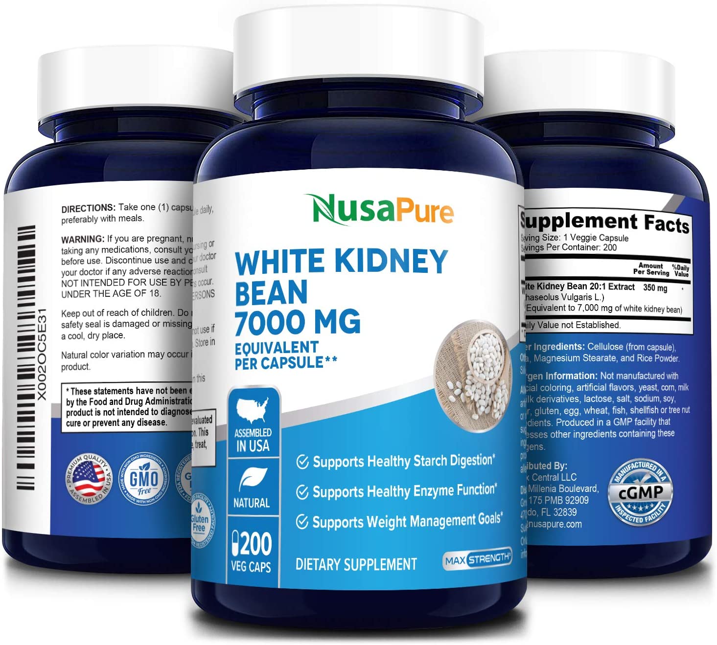 NusaPure White Kidney Beans 7,000 mg,200 Capsules مستخلص الفاصوليا البيضاء 7000 مجم ، لصحة الجهاز الهضمى و لفقدان الوزن ، 200 كبسولة - Image 4