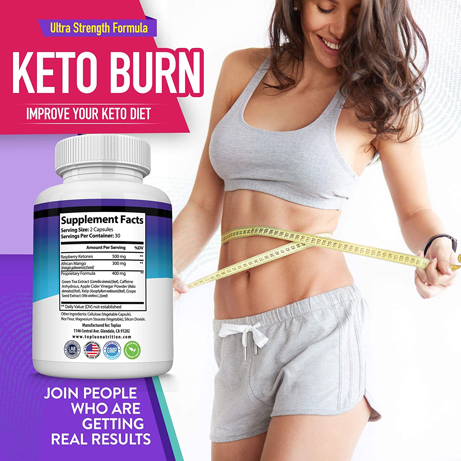 Keto Burn Pills Ketosis Weight Loss - 1200 Mg Ultra Advanced Natural Ketogenic Fat Burner Using Ketone Diet Boost Energy Focus & Metabolism Appetite Suppressant Men Women 60 Capsules Toplux Supplement - Image 4