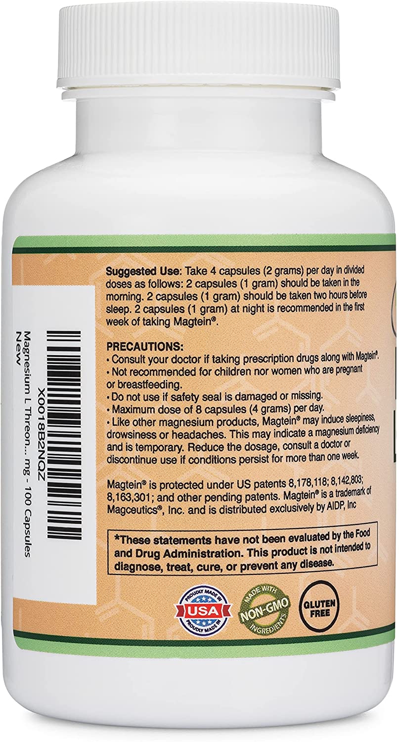 Double Wood Magnesium L-Threonate 2000 mg, 100 Capsules - Image 3