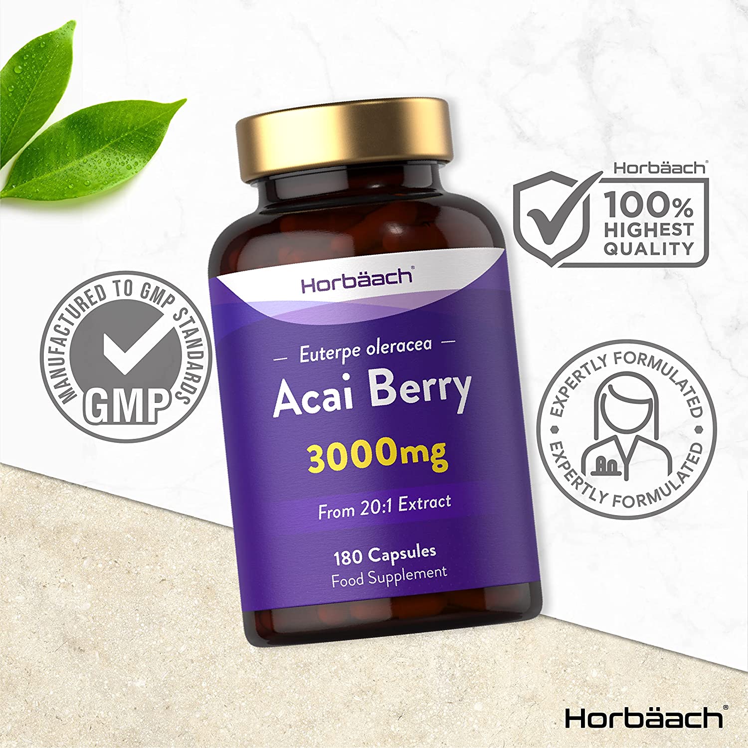 Pure Acai Berry 3000mg | 180 Powder Capsules (6 Months Supply) | Natural Freeze Dried Acai Berries | by Horbaach توت الاكاي 3000 مجم لتعزيز صحة الجهاز المناعي ويحسن صحة الجهاز الهضمي ويقوي القدره الدماغيه - Image 5