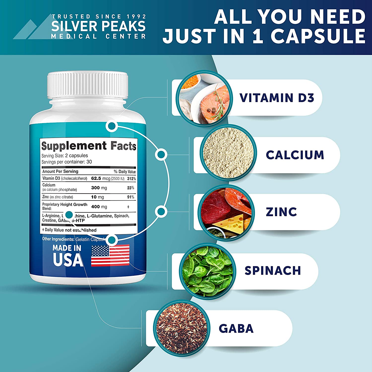 Silver Peaks Height Growth Maximizer- 60 capsules - Image 4