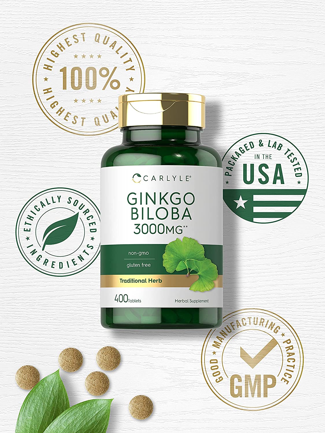 Carlyle Ginkgo Biloba 3000mg | 400 Tablets <br/>خلاصة الجنكو بيلوبا تركيز 3000 مجم ،400 قرص - Image 5