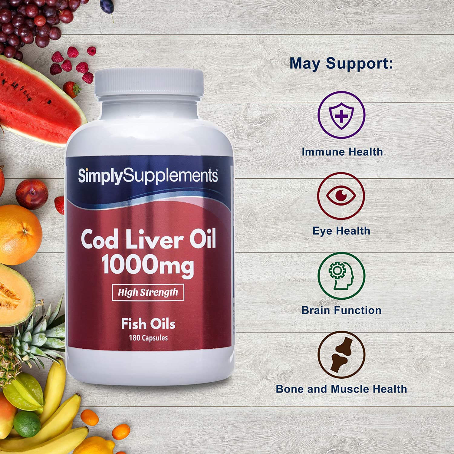 Cod Liver Oil 1000mg 180 Capsules | Rich in Omega 3 Fatty Acidsزيت كبد الحوت 1000 مجم، 180 كبسولة، غنى بالأوميجا 3 والأحماض الأمينية وفيتامين أ وفيتامين د - Image 7