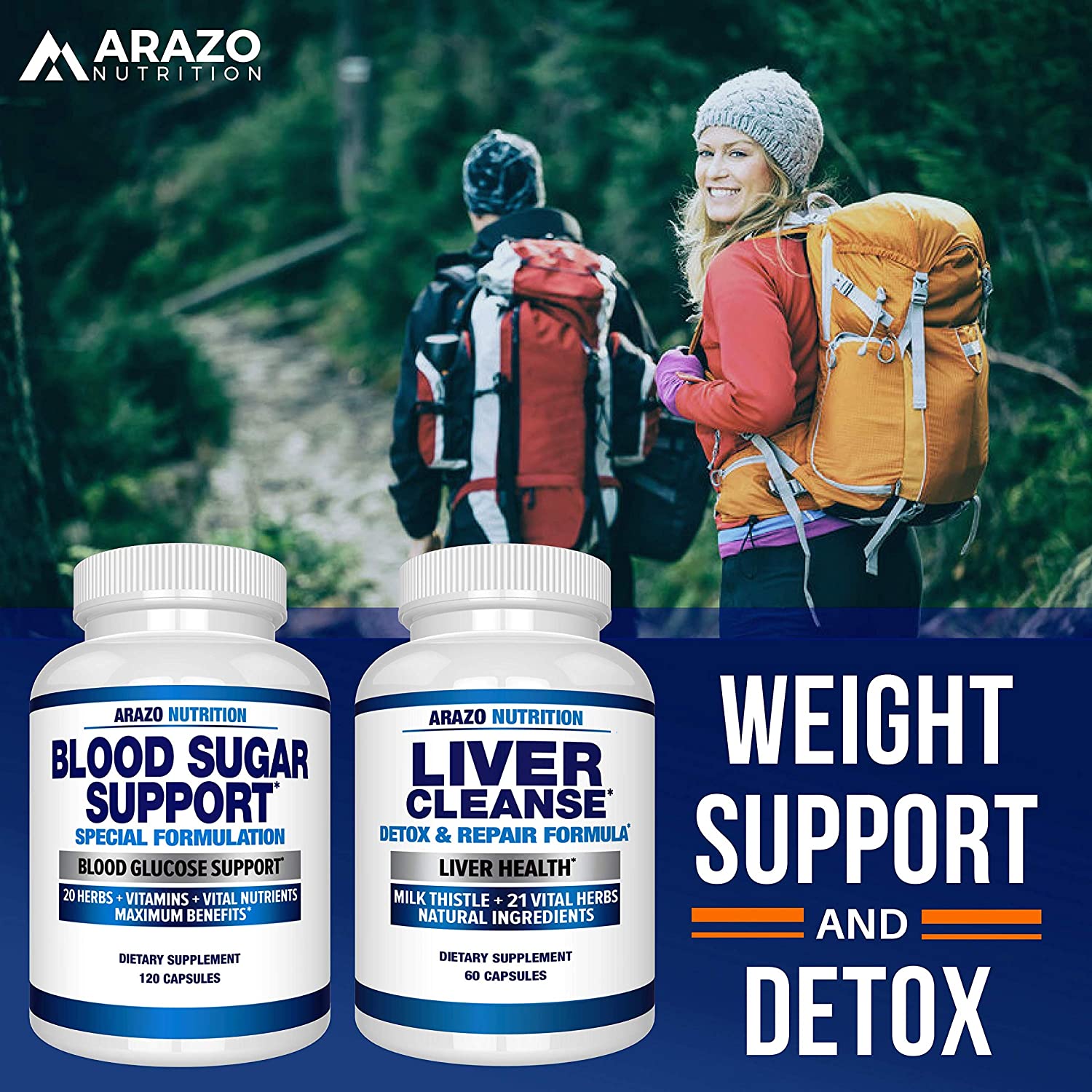 Arazo Nutrition Blood Sugar Support Supplement - 20 Herbs & Multivitamin for Blood Sugar Control - 120 Pills مكمل لدعم سكر الدم ، 20 عشب و فيتامينات متعددة للتحكم فى سكر الدم ، 120 حباية - Image 4