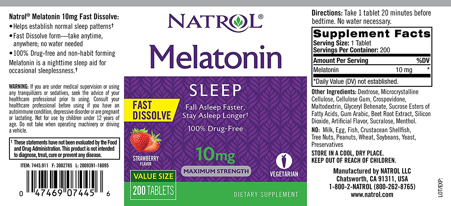 Natrol Fast Dissolve Melatonin 10mg | Sleep Support | 100ct - Image 2