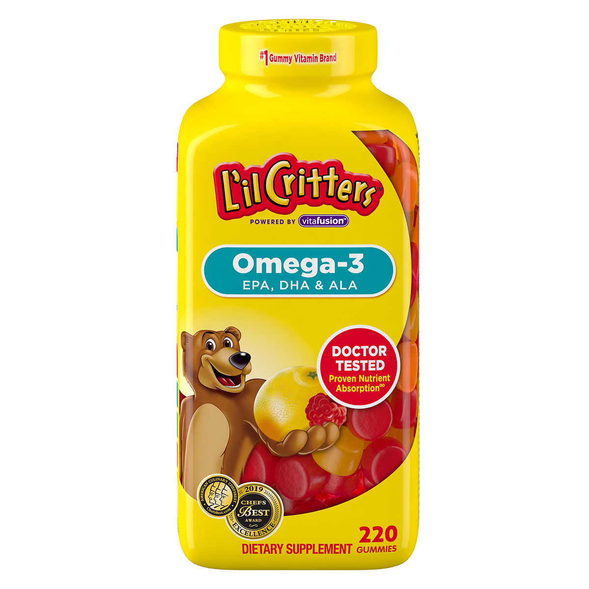 L’il Critters Omega-3 DHA – 220 Gummy Bears for Kids